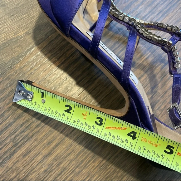 Jimmy Choo Strappy Crystal Embellished Sandals in Purple Satin - Picture 10 of 16